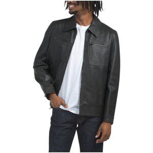 ANDREW MARC Leather Halen Trucker Jacket